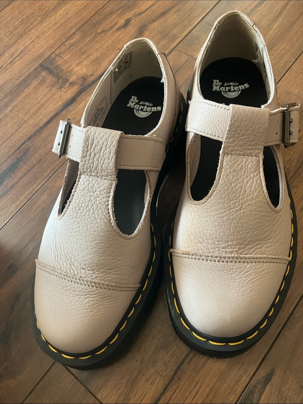 Dr. Martens Cream Leather Mary Jane Platforms